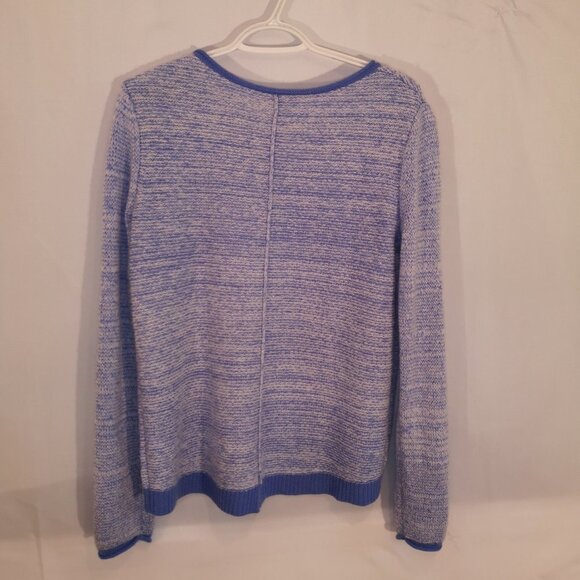 Gap Ladies Blue & White Long Sleeve Reverse Stitch Lightweight Sweater - Picture 2 of 7